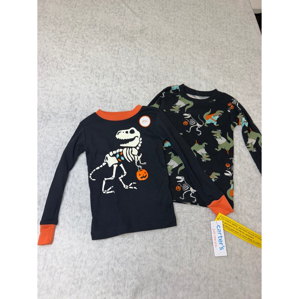 Carters Just One You Halloween Dinosaur Pajama Tops 2pk 3T Glow in the Dark